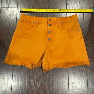 Madewell High Rise Denim  Button Fly Cut-Off Shorts Burnt Orange Size 30